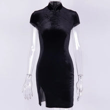 Load image into Gallery viewer, Goth Dark Women Dress Cheongsam Chinese Style Skinny Mini Dress Streetwear Sexy Vintage Haraiuku Summer Women Clothing Slim 2023