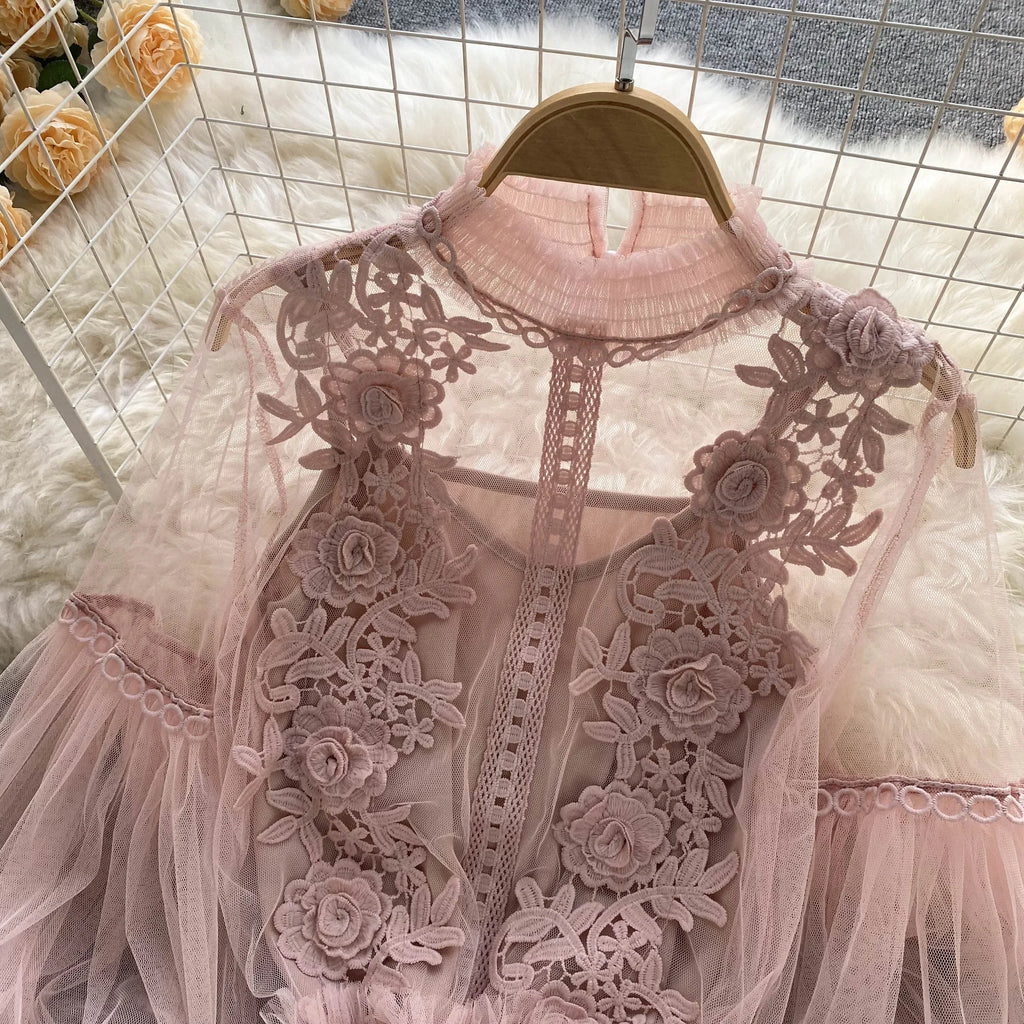 Lace Puff Long Sleeve Blouse Vintage Fashion Blouses Elegant Femme Blusas Korean Woman Tops Women Shirts Clothing Dropshipping