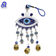 Load image into Gallery viewer, Lucky Eye Fatima Hamsa Hand Turkish Evil Eye Beads Tassel Wall Hanging Decor Alloy Decoration for Home Living Room Car BE51