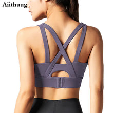 Load image into Gallery viewer, Aiithuug Sports Bra for Women Criss-Cross Back Padded Sports Bras Bounce Control Support Yoga Bra with Removable Cups Gym Bra