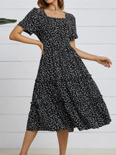 Load image into Gallery viewer, Fashion Square Collar Bubble Sleeve Floral Dress Women Medium Long Spring Summer Dress