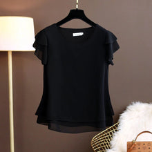 Load image into Gallery viewer, M-6XL Fashion Brand Summer Oversized Loose and Thin Casual Blouse Top Short Sleeve Chiffon Top White Blouse Green Women’s Tops