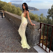 Load image into Gallery viewer, Sexy Sequins Backless Party Long Dress Women Bodycon Tulle V-neck Sleeveless Hip Package Long Dresses 2024 Summer Evening Robes