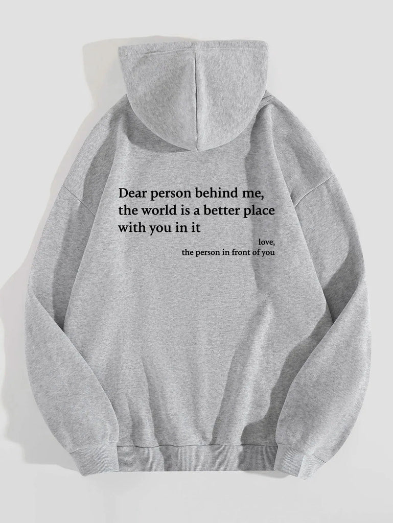 Autumn Y2k Hoodies Young Lady Printed Letter Dear Person Behind Me Casual Oversized Hoodie Aesthetic Hoody Sweatshirt Tops