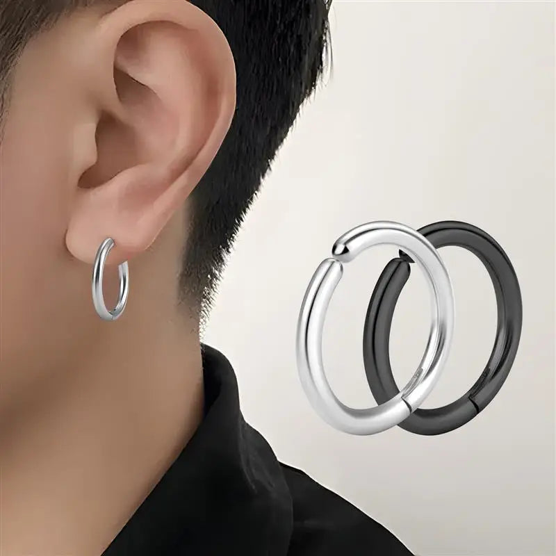 Jiayiqi New Party Stainless Steel Fake Earrings Women Men Painless Non-Piercing Clip Earring Fashion Punk Jewelry Hoop Earrings