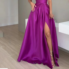 Load image into Gallery viewer, Ellafads  Women Maxi Dress Summer Sexy Solid Off Shoulder Sleeveless Cutout Slit Backless Tie Up Slim Nipped Waist Party Dress