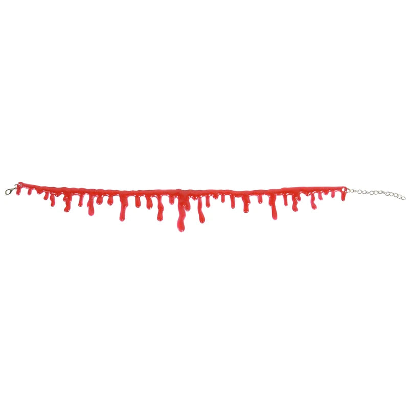 Halloween Bloody Necklace Women Chokers Necklaces Fear Blood Drop Necklace Vampire Teeth Red Blood Drip Chokers Halloween Party