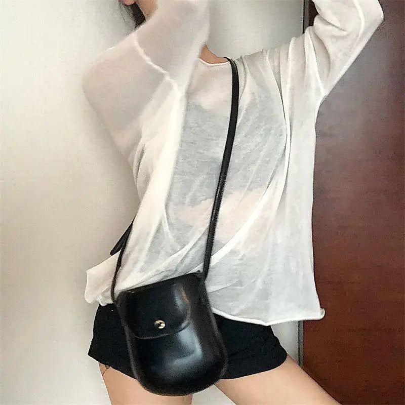 Sheer T-shirts Women Loose Korean Style Summer Sun-proof Casual Simple All-match Thin Lazy Fashion Ulzzang Temperament Classic