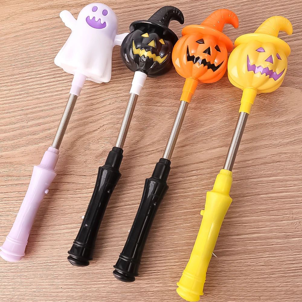 Funny Spring LED Magic Wand Toys Children's Luminous Pumpkin Lanterns Decorated Boys Girls Halloween Pumpkin Hand Stick Toys