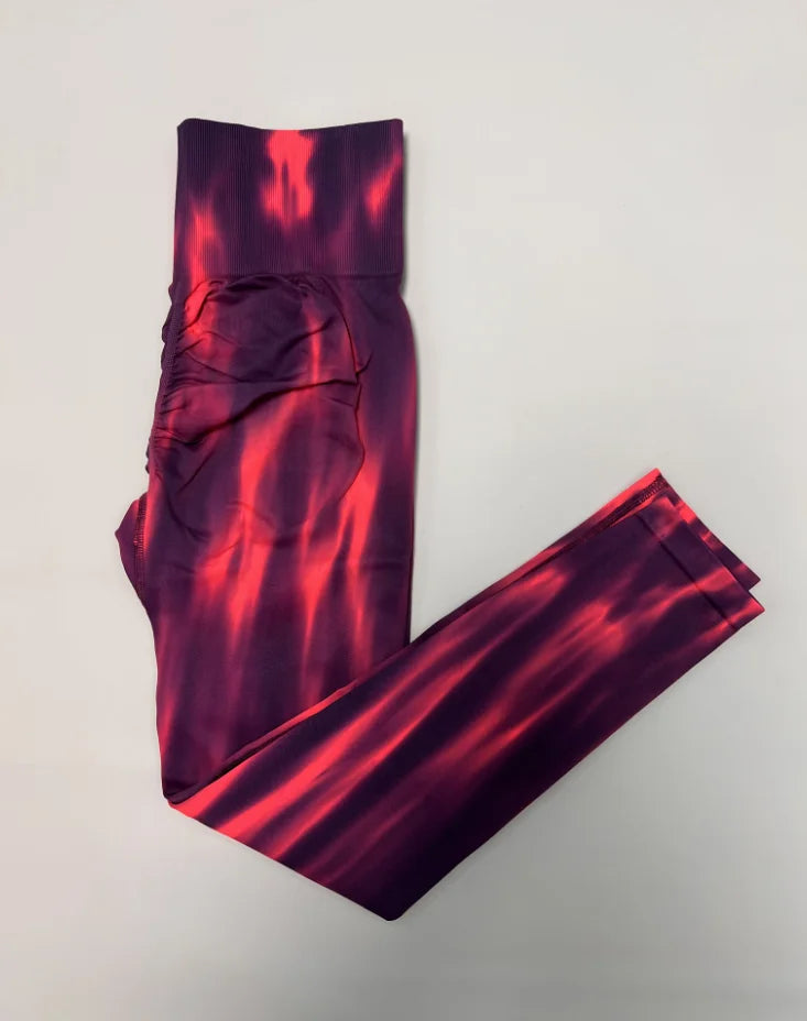 New Women Tie dye High Waist Legging Push Up Scrunch Gym Sports Yoga Pants Elastic Soft Tights Workout Booty Leggins Nylon