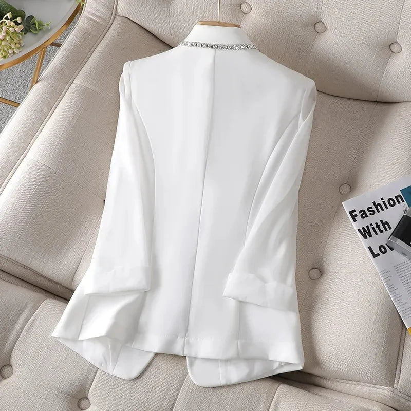 2022 Autumn  Women's Blazer Paillettes Femme Summer Sunscreen Jacket White New Suit Jacket Women's Fashion Thin Black Cardigan