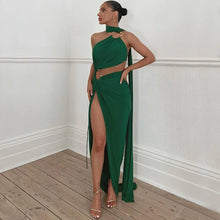 Load image into Gallery viewer, Cryptographic Fashion Sexy Cut Out Backless Maxi Dress Club Party Elegant Outfits Sleeveless Halter Asymmetrical Slit Dresses