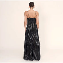 Load image into Gallery viewer, Sexy Black Spotted Backless A-line Sling Long Dresses Elegant Sleeveless High Waist Slim Dress Summer Lady Vacation Party Robes