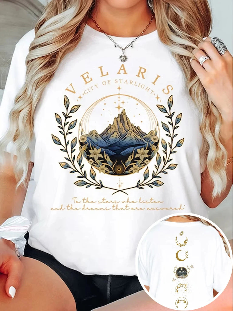 Velaris Starlight City Dark Academias T Shirt Velaris ACOTAR Casual Top Tee Women Loose Short Sleeve Tops Streetwear Fashion