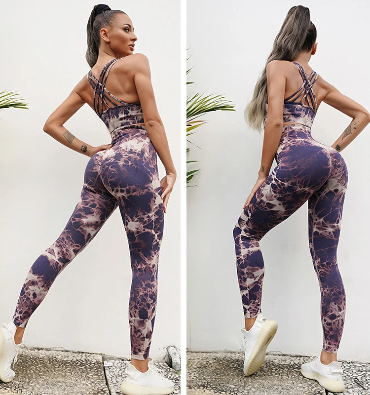 Tie Dye Leggings Seamless Women Fitness Leggings Push Up Booty Lifting Workout Pants Gym Running Legging/Bras/Shorts/Tops