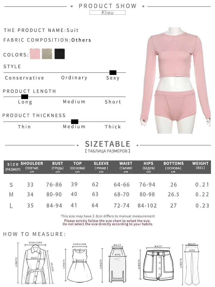 kliou Summer Women Mini Casual Rib Knitted Two Piece Set K24S46002 Girl Solid Softy Crop Tops+Short Fitness Matching Outfit Suit