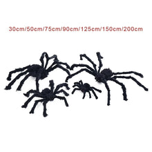 Load image into Gallery viewer, 150/200cm Black Scary Giant Spider Huge Spider Web Halloween Decoration Props Haunted House Holiday Outdoor Giant Decoration