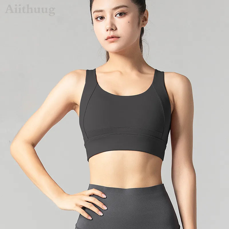 Aiithuug Sports Bra for Women Criss-Cross Back Padded Sports Bras Bounce Control Support Yoga Bra with Removable Cups Gym Bra