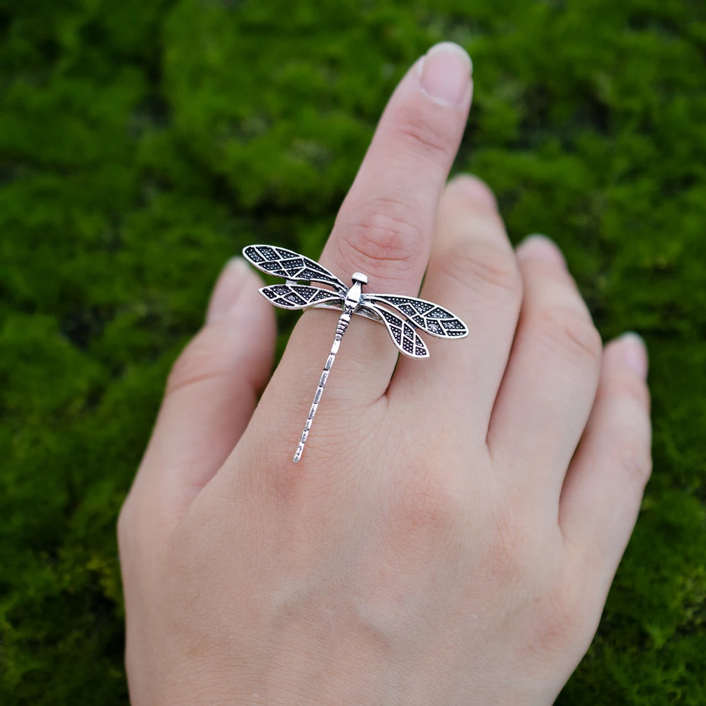 Multi-Design Moth Snake Bat Dragonfly Insect Adjustable Ring For Women Index Finger Ring Gothic Knuckle Ring