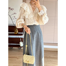 Load image into Gallery viewer, Vintage French Women Shirts Lace Lolita Elegant Long Sleeve Flounce Blouse High Quality Office Lady New Fashion Chic Female Tops