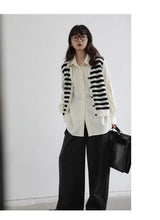 Load image into Gallery viewer, 2022 Summer Korean Style Long Sleeve Solid Shirt Women Office Lady top with ties Button Up Oversize Blouse Female Work Clothing