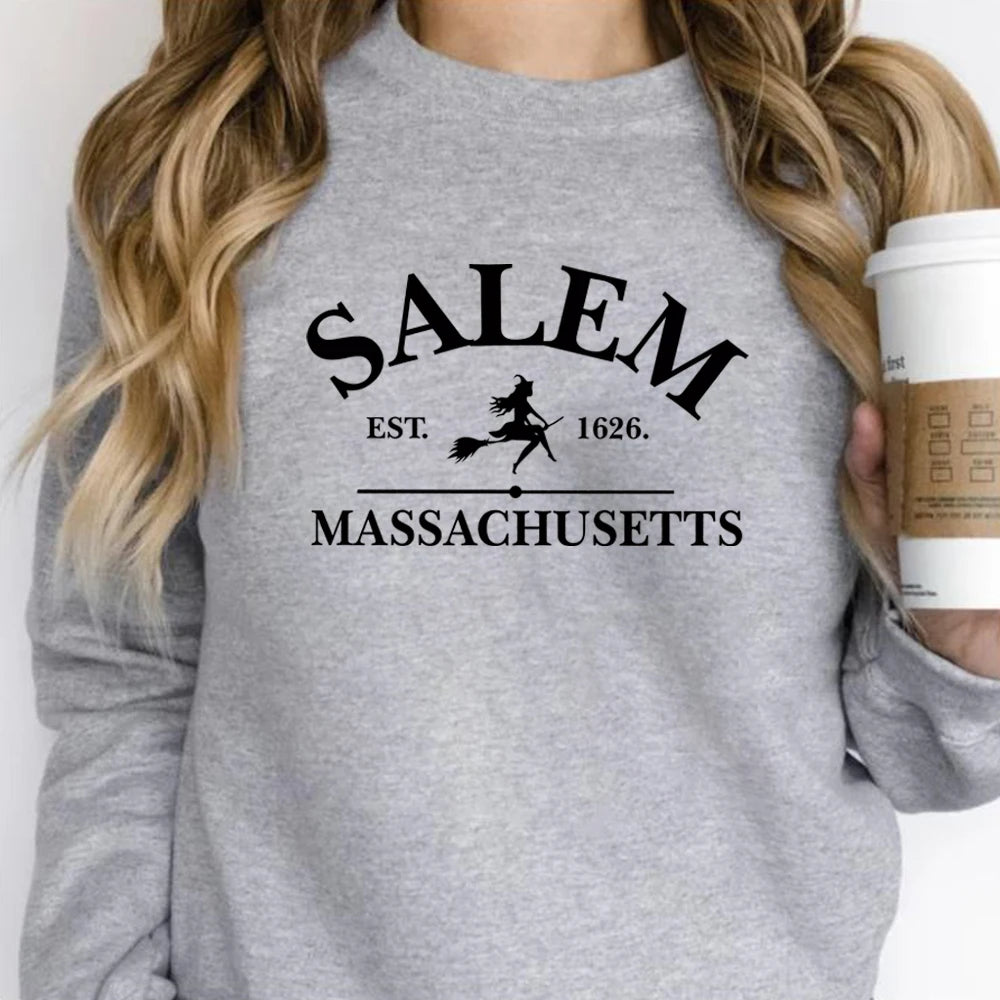 Salem Massachusetts Sweatshirt Halloween Pullover Salem Witch Sweatshirt Women Graphic Hoodies Streetwear Hoodie Halloween Gift