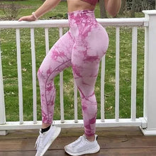 Load image into Gallery viewer, Sexy Women Gym Yoga Leggings High Waist Push Up Leggins Tie-dye Seamless Fitness Workout Leggins Sports Tights Running Pants