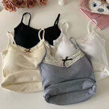 Load image into Gallery viewer, New Knitted Crop Top For Women Solid Color Lace Sling Tops Knitwear Tank Top Female Sexy Slim Camisole Sweet Short Beau Back Top