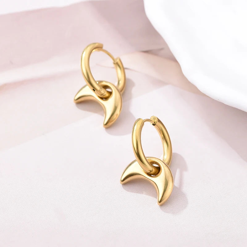 Classic Stainless Steel Heart Star Hoop Earrings For Women Punk Hip Hop Gold Silver Color Y2K Jewelry Female Earrings oorbellen