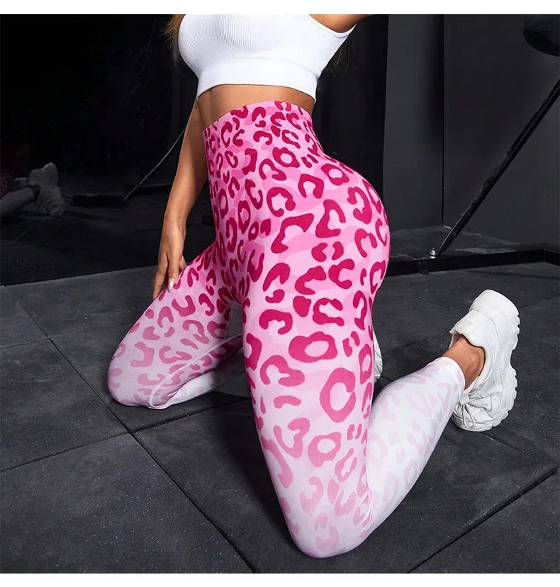 Sexy Leopard Print Leggings Women Seamless Slim Tights High Waist Elastic Leggings Gym Workout Fashion Fitness Cropped Pants