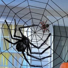 Load image into Gallery viewer, 150/200cm Black Scary Giant Spider Huge Spider Web Halloween Decoration Props Haunted House Holiday Outdoor Giant Decoration