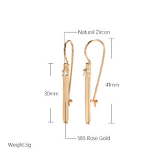 Load image into Gallery viewer, Wbmqda Elegant Long Drop Earrings For Women 585 Rose Gold Color With White Natural Zircon High Quality Daily Jewelry