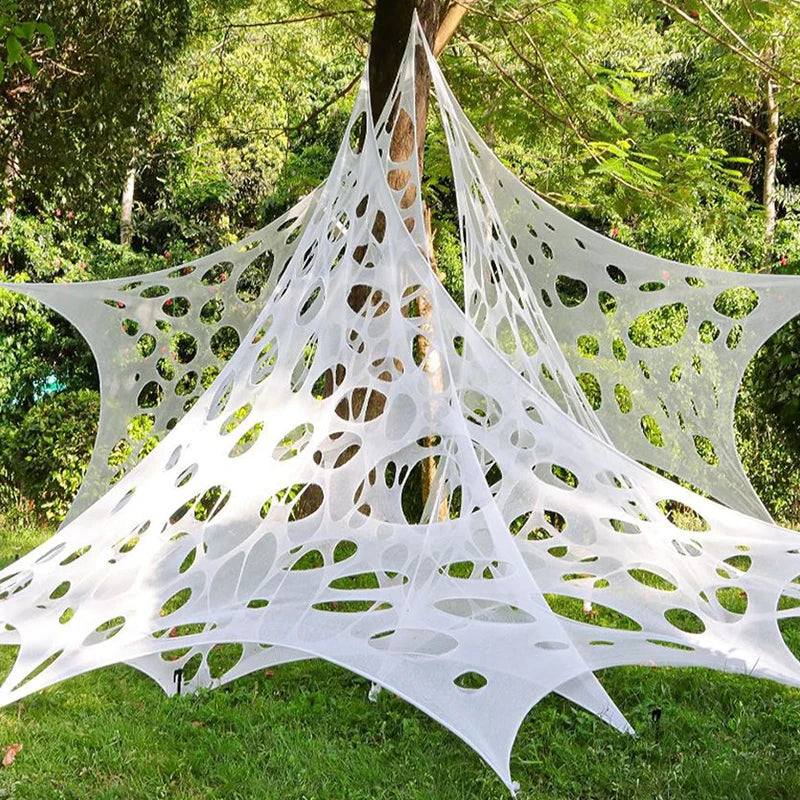 2/4Meters Outdoor Giant Stretchy Netting Spider Webbing Ripped Cobweb Haunted House Prop Halloween Decor Spooky Party Supplies