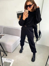 Load image into Gallery viewer, 2024 autumn new women&#39;s leisure suit solid color long sleeved loose hoodie sports trouser Female winter fashion two piece set