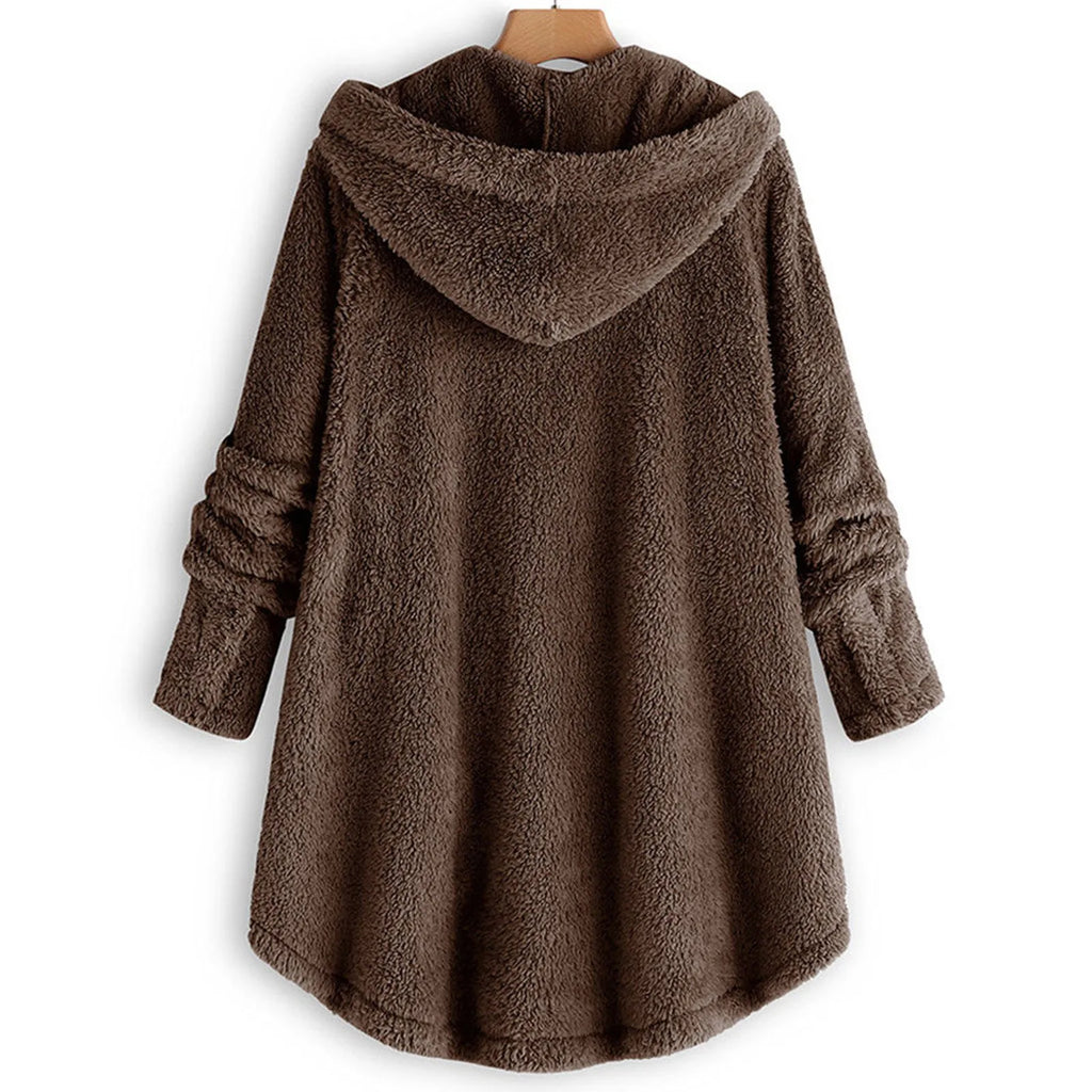 Autumn Winter Coat Women Warm Teddy Bear Coat Wool Jacket Female Plush Coat Hooded Jacket New Women's Coats Solid Color Jacket