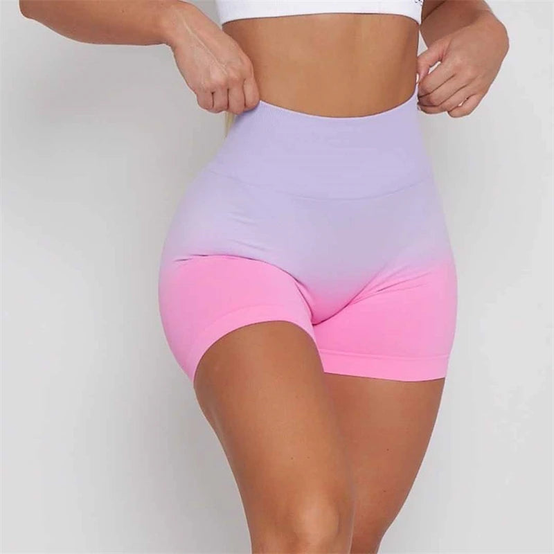 2023 Pchee Gradient Yoga Shorts Sport Leggings Women Seamless High Waist Push Up Woman Tights Bum Fitness Leggins Gym Clothing