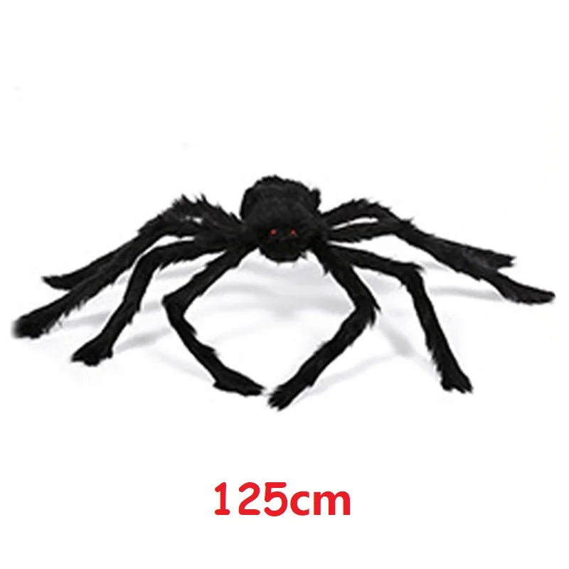 150/200cm Black Scary Giant Spider Huge Spider Web Halloween Decoration Props Haunted House Holiday Outdoor Giant Decoration