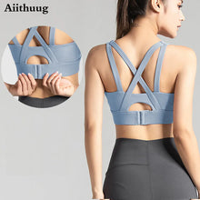 Load image into Gallery viewer, Aiithuug Sports Bra for Women Criss-Cross Back Padded Sports Bras Bounce Control Support Yoga Bra with Removable Cups Gym Bra