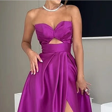 Load image into Gallery viewer, Ellafads  Women Maxi Dress Summer Sexy Solid Off Shoulder Sleeveless Cutout Slit Backless Tie Up Slim Nipped Waist Party Dress