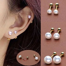 Load image into Gallery viewer, 2pcs Stainless Steel Pearl Cartilage Helix Ear Piercing Stud Earrings For Women 3/4/5/6/7mm Tragus Piercing Earring Body Jewelry