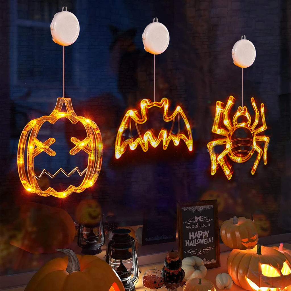 Halloween Lights Window Decorations Bat Pumpkin Spider Halloween Lights for Halloween Decor Home Indoor Halloween Party Decor