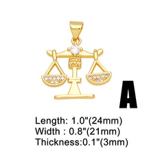 Load image into Gallery viewer, OCESRIO Trendy Crystal balance Scale Pendant for Necklace Copper Gold Plated Key Purse Jewelry Making Supplies DIY pdtb390