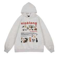 Load image into Gallery viewer, Cat Dog Print Sudadera Fleece Loose Animal Pullovers Hooded Thick Casual Tops High Street American Women Vintage Sweatshirt