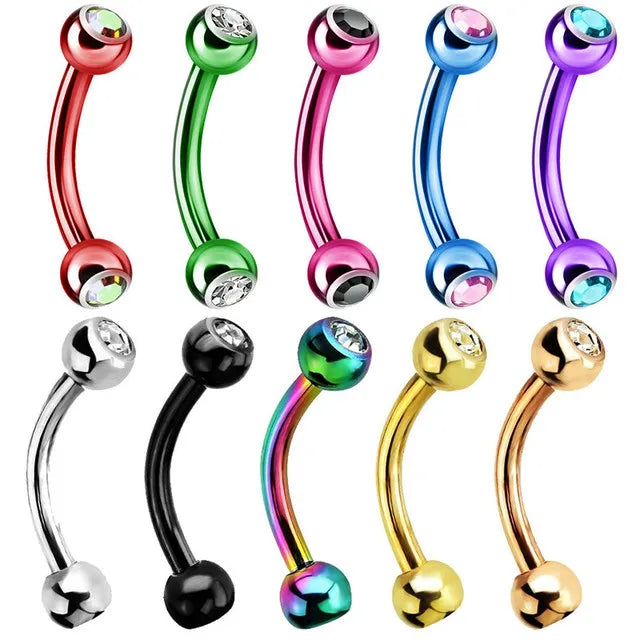 2/5/10Pcs Mix Eyebrow Piercing Set Curved Barbell Earring Rook Piercing Bulk Tongue Piercing Snake Bite Eyebrow Jewelry Pack