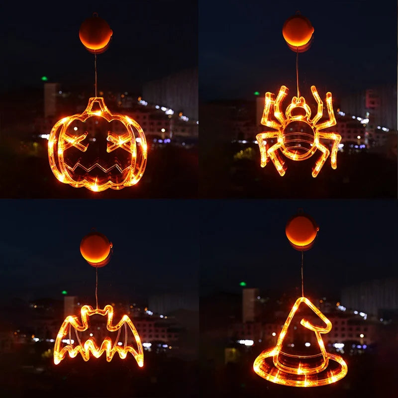 Halloween Lights Window Decorations Bat Pumpkin Spider Halloween Lights for Halloween Decor Home Indoor Halloween Party Decor