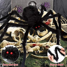 Load image into Gallery viewer, 150/200cm Black Scary Giant Spider Huge Spider Web Halloween Decoration Props Haunted House Holiday Outdoor Giant Decoration