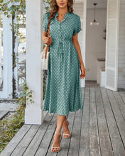 Load image into Gallery viewer, Ladies Polka Dot Print Shirt Dress Women Casual Midi Holiday Summer Dress Female Loose Women Beach Dress Sundress Robe Vestidos