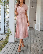 Load image into Gallery viewer, Ladies Polka Dot Print Shirt Dress Women Casual Midi Holiday Summer Dress Female Loose Women Beach Dress Sundress Robe Vestidos