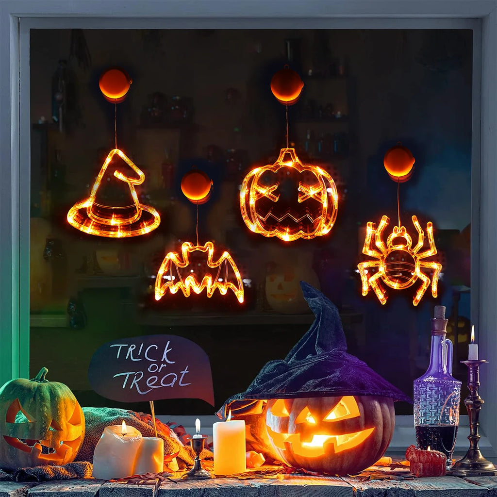 Halloween Lights Window Decorations Bat Pumpkin Spider Halloween Lights for Halloween Decor Home Indoor Halloween Party Decor