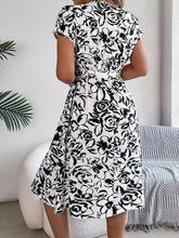 Load image into Gallery viewer, Spring Summer Casual Dresses for Women Button V-Neck Flower Printed Short Sleeve A-line Dress